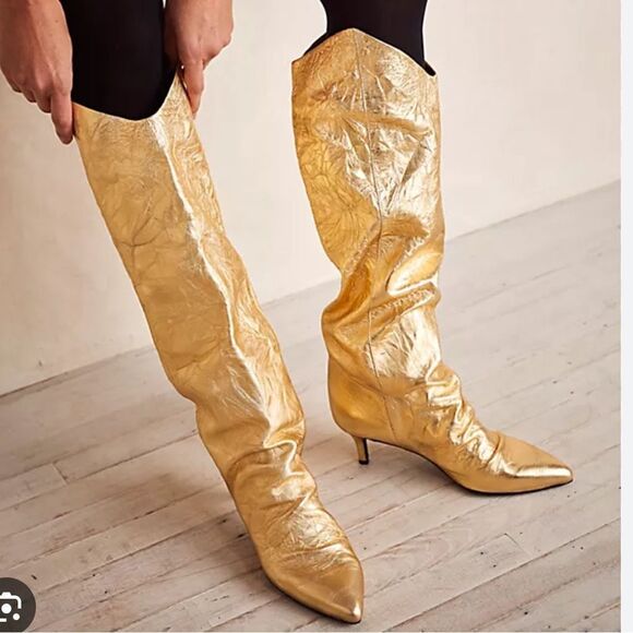Free People Gold Sloane Boots - Picture 1 of 7